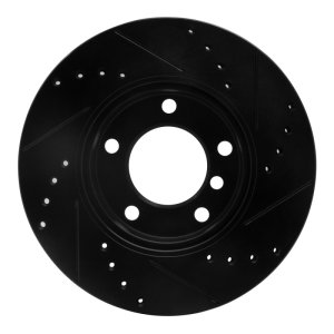 BMW 325I Brake Rotor (1) - Front Left - R1 Concepts - Drilled & Slotted - Black - `91-`06